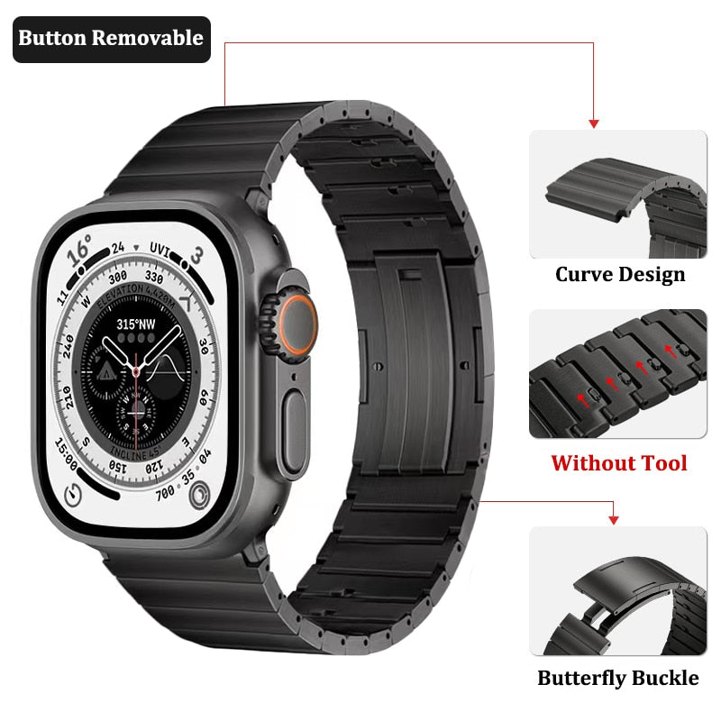 Titanium Alloy Luxury Band for Apple Watch 8 7 41 45mm Ultra 49mm Strap Link Bracelet for iWatch Series 6 5 4 3 SE 38 40 42 44MM