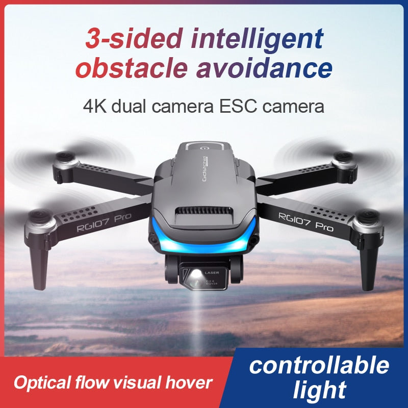 NEW RG107 Pro Drone 4K Three-sided Obstacle avoidance Professional Dual HD Camera FPV Aerial Photography Foldable Quadcopter