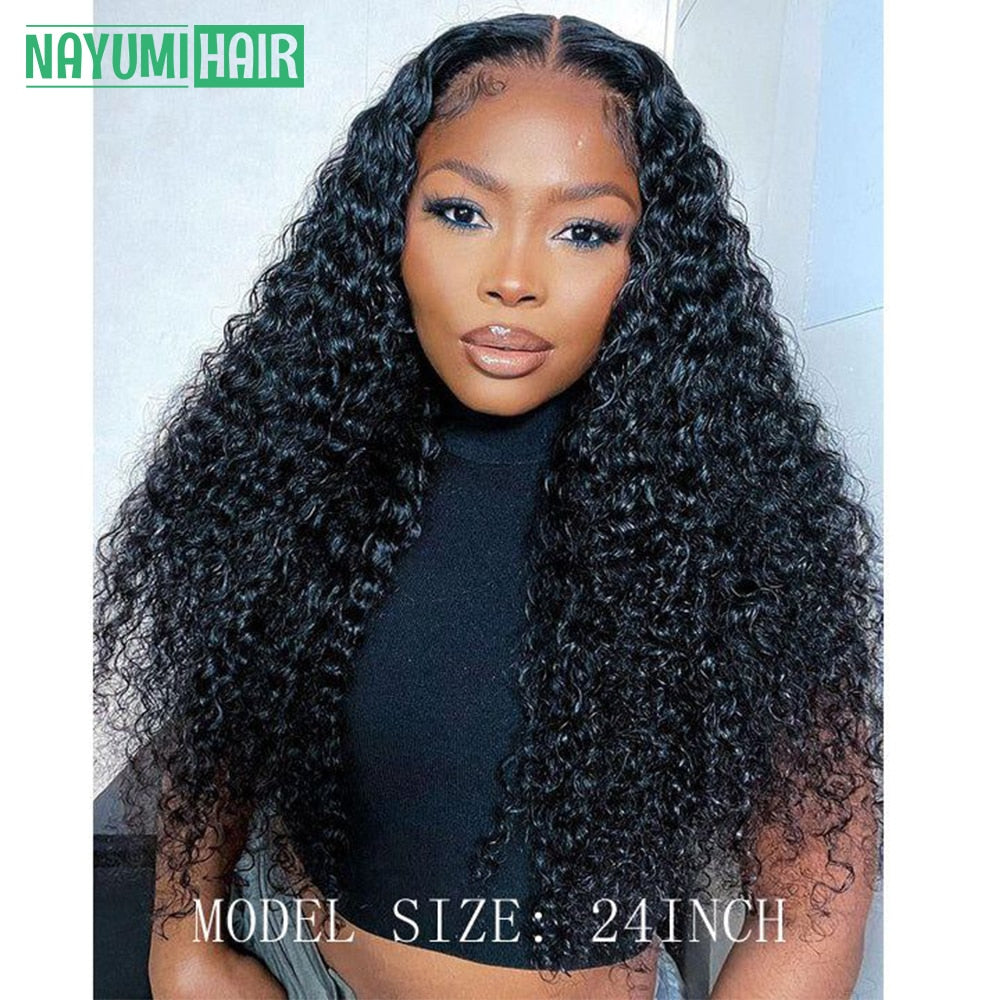 Deep Curly Ear to Ear Lace Front Human Hair Wigs Preplucked Transparent lace Frontal Wig Brazilian Remy 5x5 Lace Closure Wig