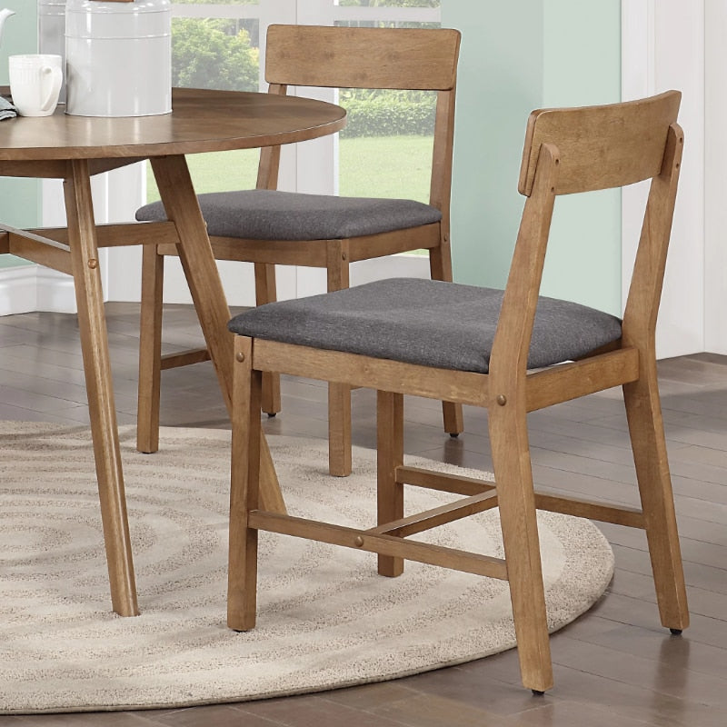 Mainstays Wood Dining Chair 4 Pack, Walnut Color, Grey Fabric Upholstered Seat Pad, Include 4 Chairs