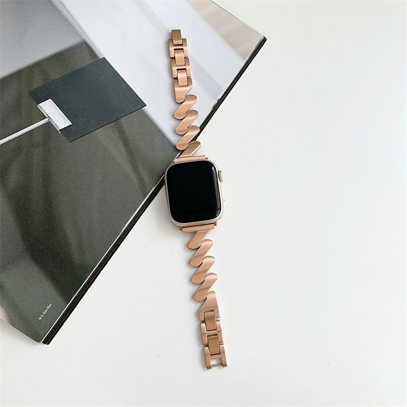 Stainless Steel Bracelet for Apple Watch Ultra 49mm Women Strap for iWatch Series 8 7 41 45mm 6 5 4 SE 38 40 42 44MM Luxury Band