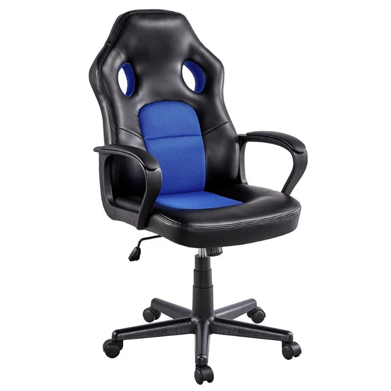 Adjustable Swivel Artificial Leather Gaming Chair, Blue  Computer Chair