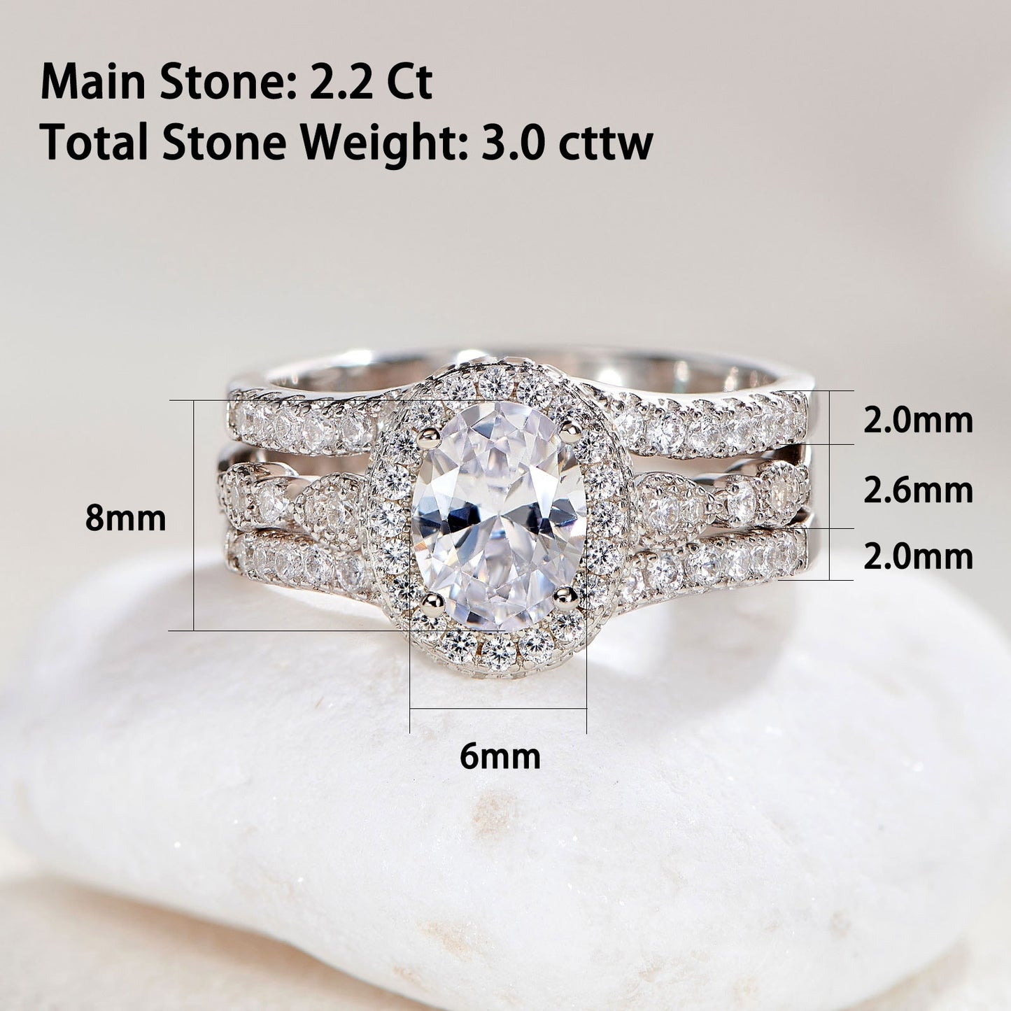 Newshe Oval Cut Engagement Ring Set for Women 925 Silver Everlasting Guard Wedding Band Jewelry High Grade AAAAA Cubic Zircon