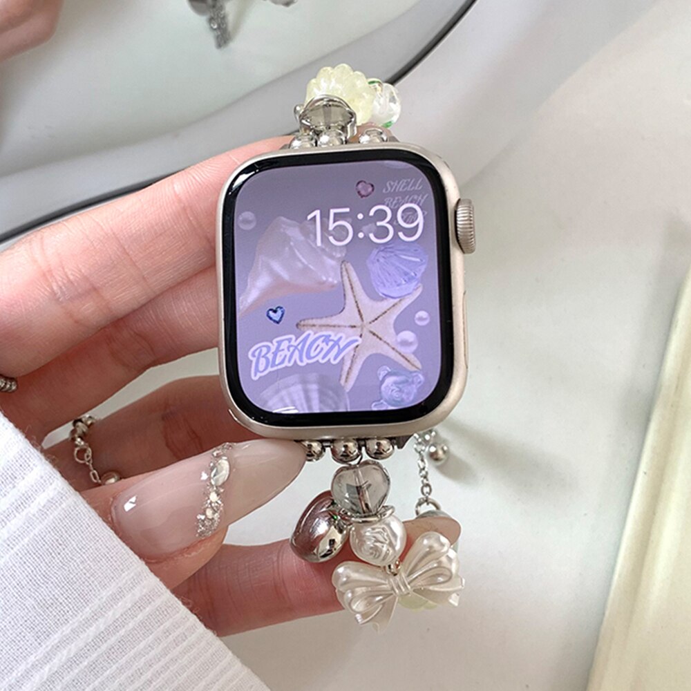 Cute Jewelry Wristband for Apple Watch Band 40mm 41mm 42mm 44mm 45mm 38 49mm Women Bracelet for Iwatch 8 7 6 5 Se 4 3 2 Ultra