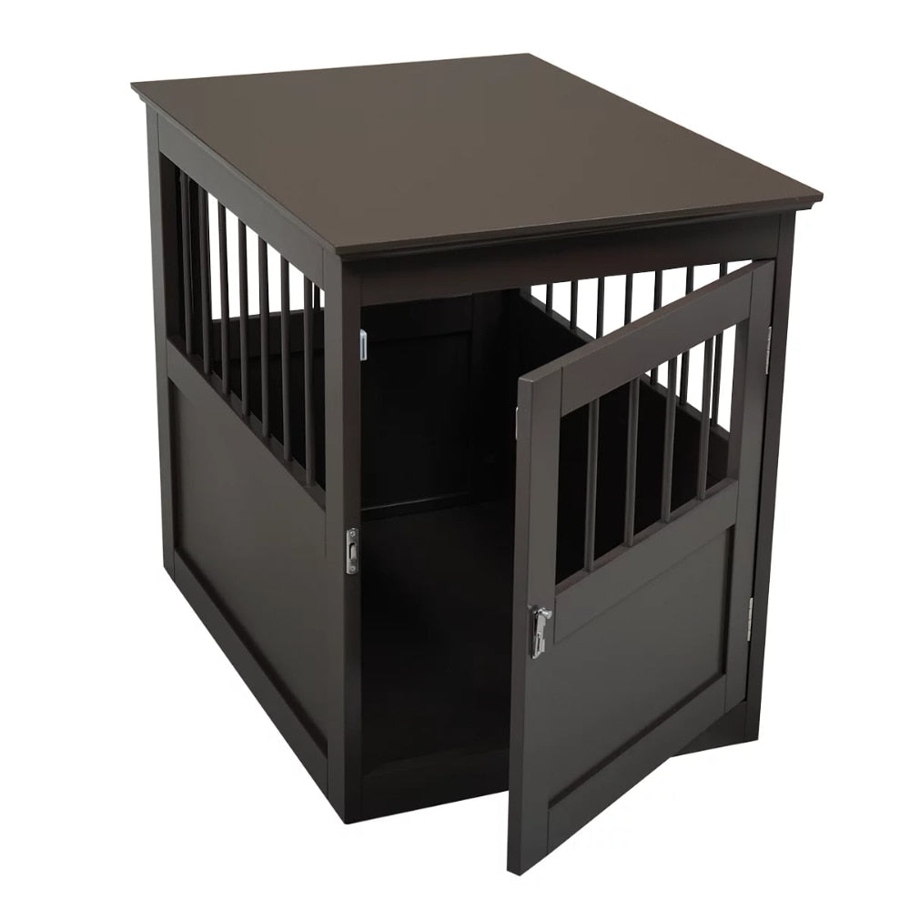 Pet Crate End Table, Wood Medium Dog Kennel for Puppy, Brown