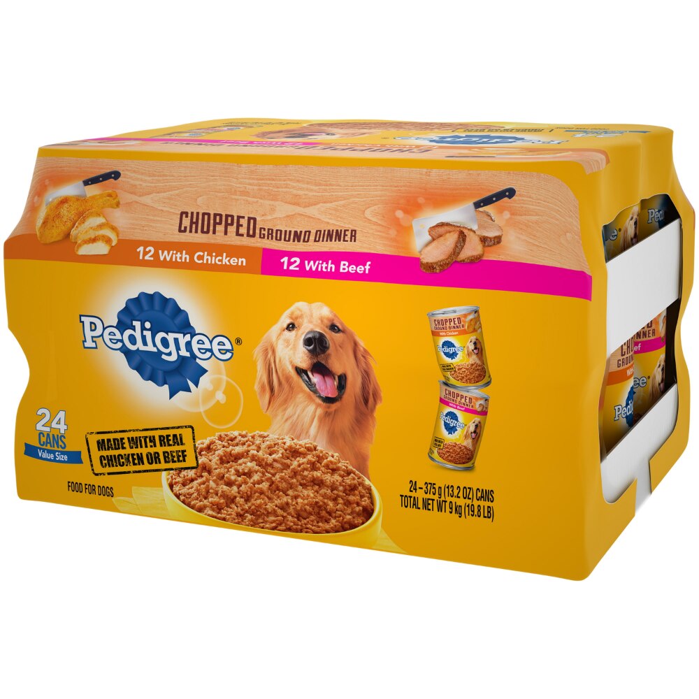 Pedigree Beef &amp; Chicken Flavor Wet Dog Food Variety Pack for Adult, 13.2 oz. Cans (24 Count)