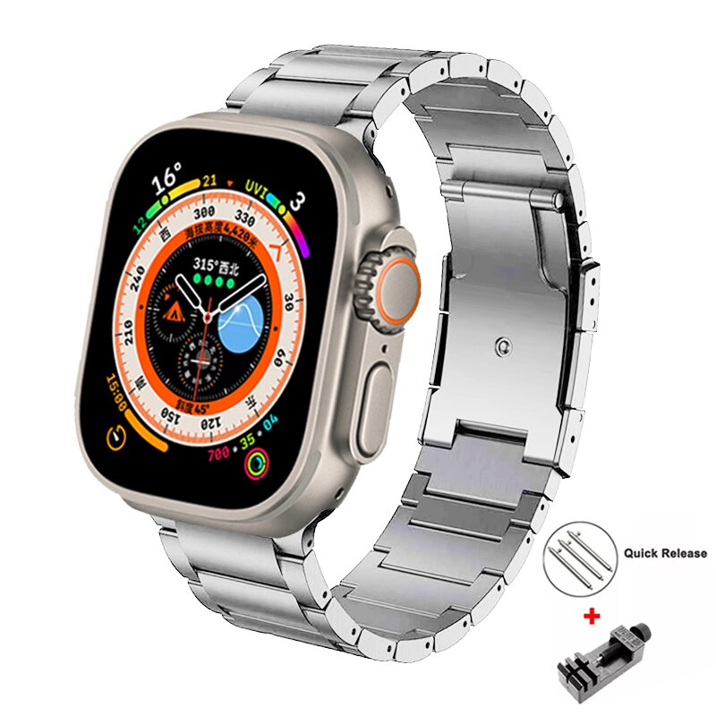 Luxury Titanium Strap For Apple Watch Ultra 49mm 8 7 41 45mm Metal Wristband For iWatch Series 6 5 4 Se 3 42 40 38 44mm Bracelet