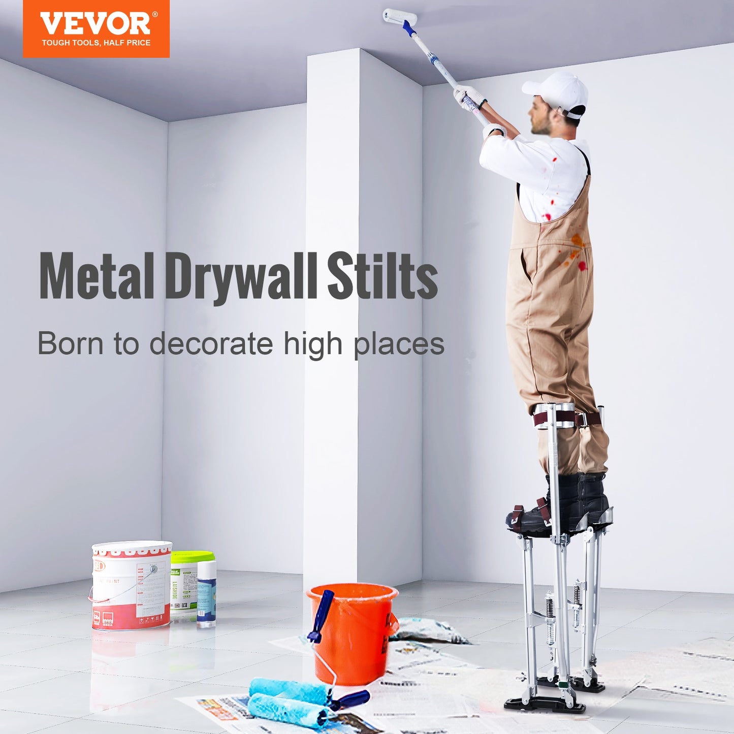 VEVOR 24&quot;-40&quot; Drywall Stilts Professional Aluminum lastering Stilt Ladder Adjustable Plastering Stilts Paint Tool Stage Props