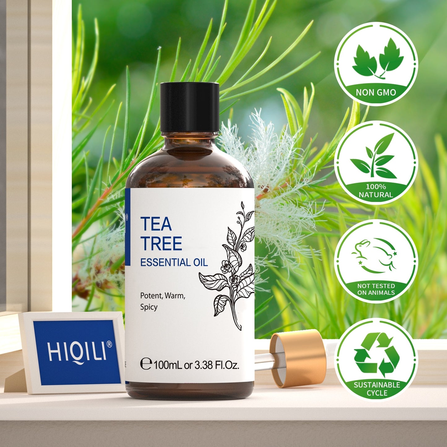 HIQILI 100ML Tea Tree Essential Oils for Diffuser Humidifier Aromatherapy Massage Aromatic Oil for Candles Making Soap Hair care