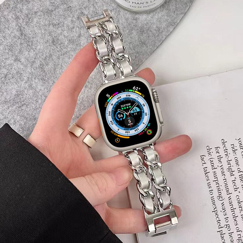 Luxury Women Wristband for Apple Watch Band 8 Ultra 49mm Strap for iwatch 7 8 41mm 45mm SE 6 5 4 3 38/42mm 44 40mm Bracelet Lady