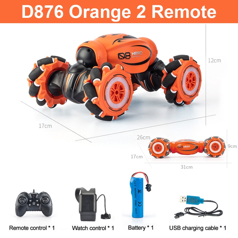 D876 1:16 4WD RC Car Radio Gesture Induction Music Light Twist High Speed Stunt Remote Control Off Road Drift Vehicle Cars Model