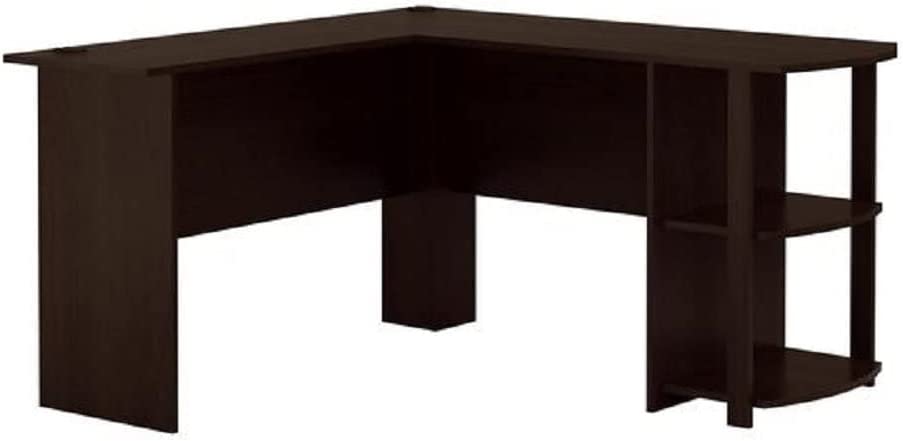 Dakota L-Shaped Desk with Bookshelves, Espresso