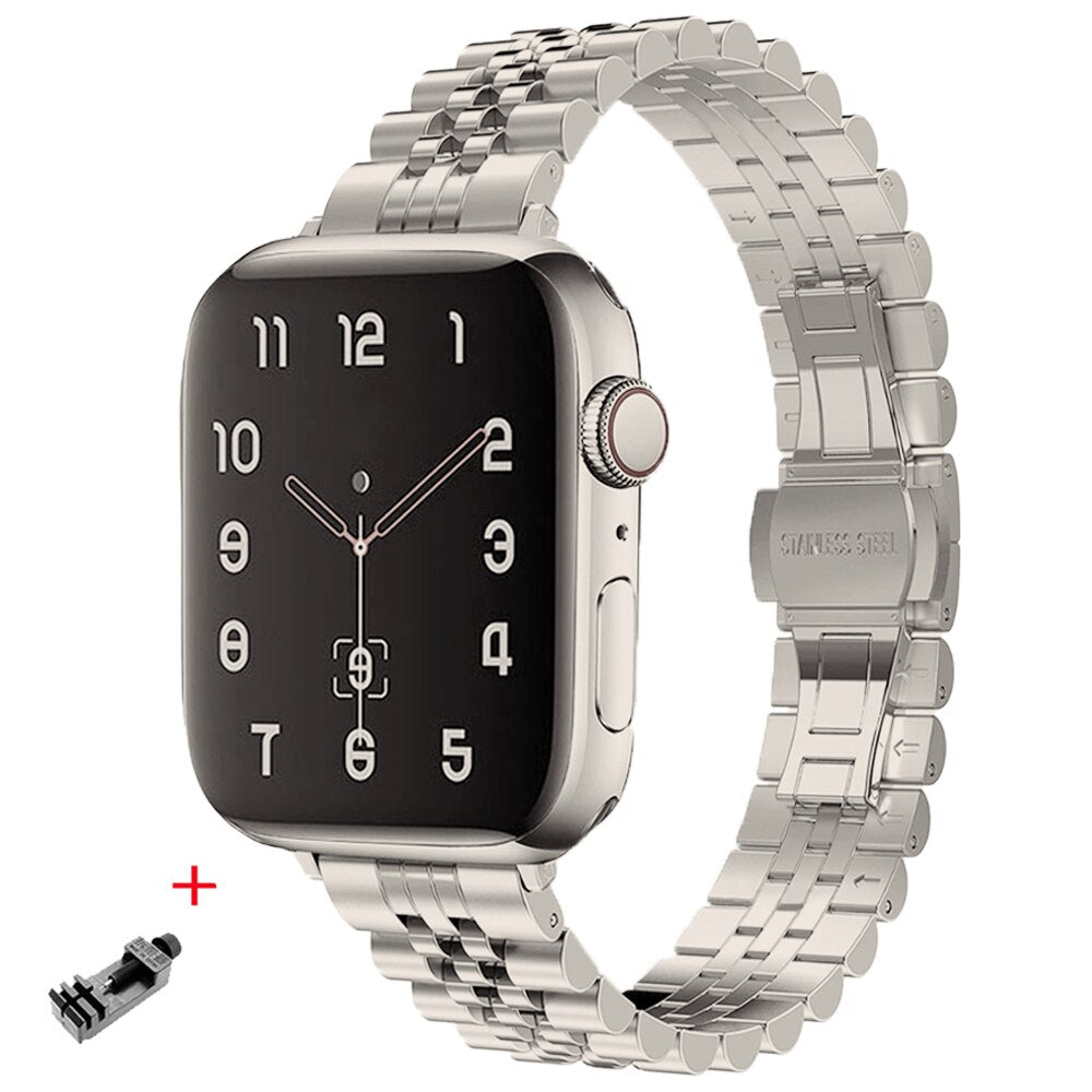 Women Stainless Steel Band For Apple Watch Series 8 7 6 5 se 4 3 2 38 40mm 42 41mm Slim Bracelet For iWatch Ultra 49mm 44mm 45mm