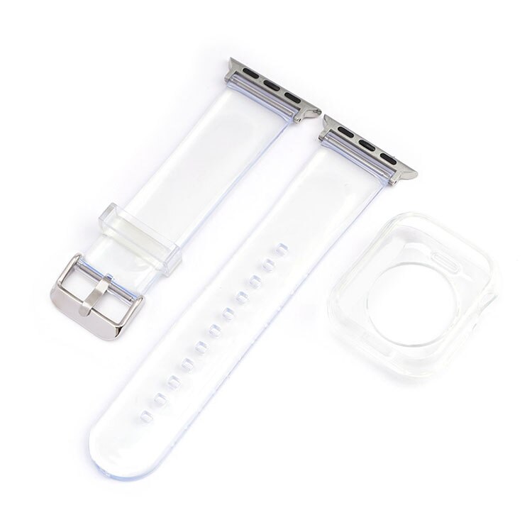 Silicone case strap for Apple Watch 7 38 40mm 44 42MM transparent clear gelly sports watchband for iwatch 6 SE 5 4 3 2 7 41 45MM