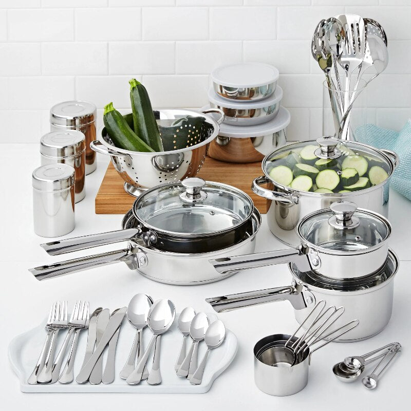 Mainstays 52PCS Stainless Steel Kitchen Combo Cookware Set