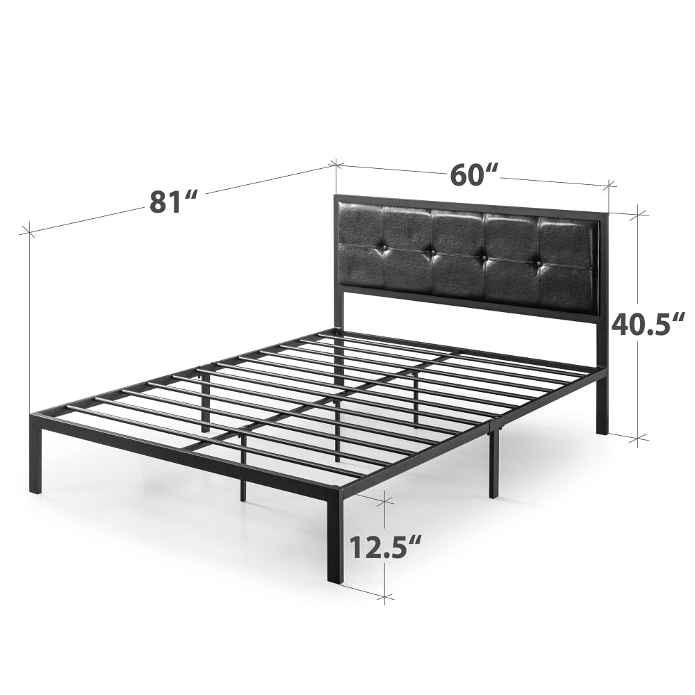 Zinus Cherie Faux Leather Classic Platform Bed with Support Slats, Queen