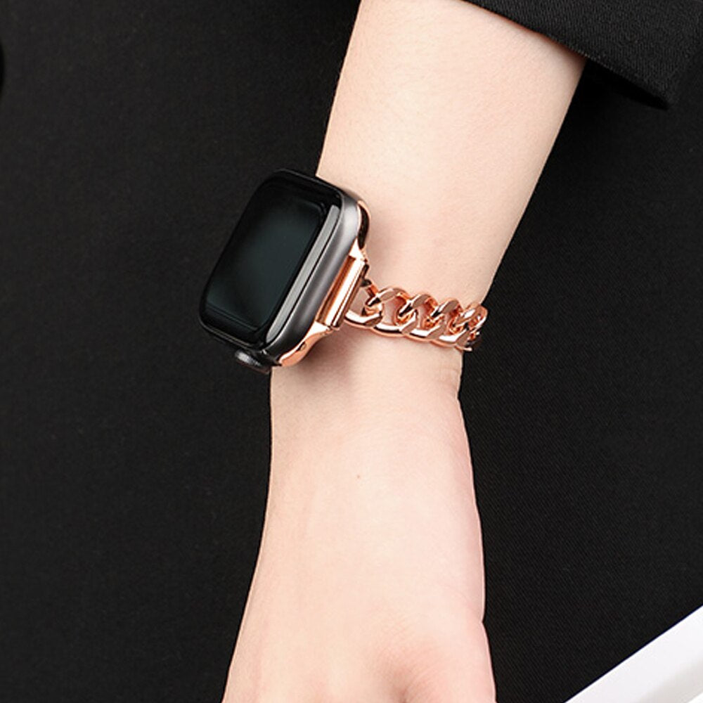 Women Slim Band for Apple Watch 3 6 5 4 2 7 41mm 45mm for iWatch Strap Series 38mm 42mm 40mm 44mm Thin Lady Steel Metal Bracelet