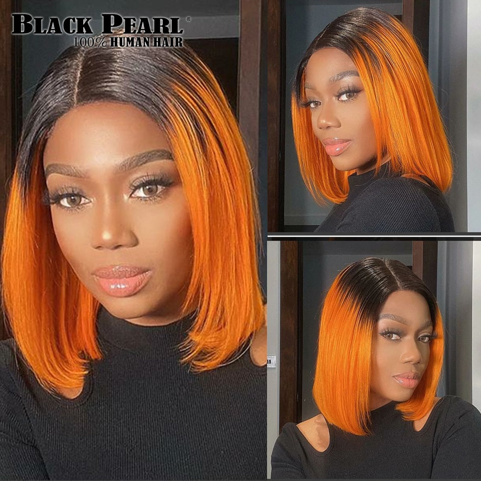 Ginger Short Bob Lace Front Wigs 100% Human Hair Wigs Bob Lace Wigs For Women Blonde Orange Straight Brazilian Hair Closure Wig