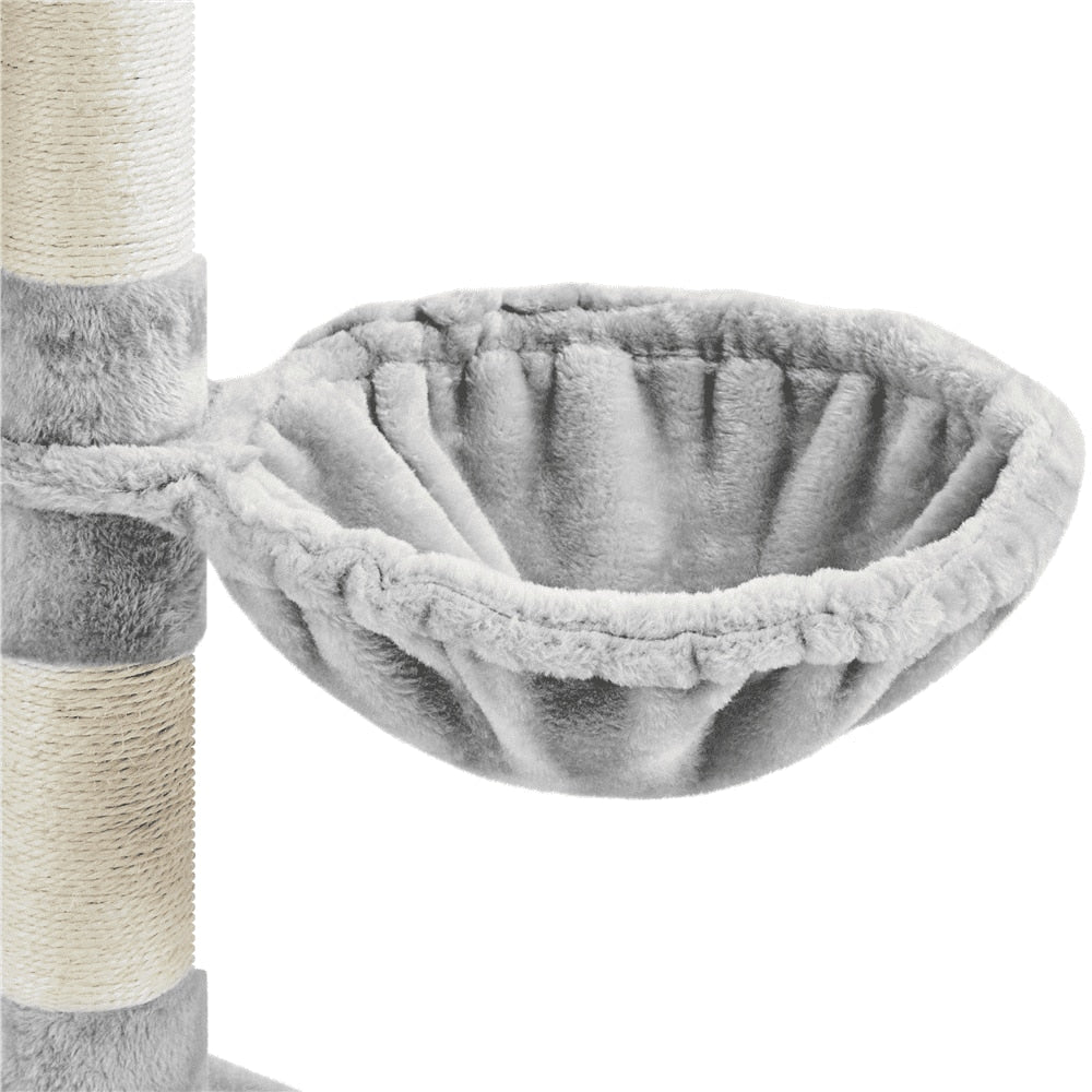 Easyfashion 79&quot; Multilevel Cat Tree Tower with Scratching Posts, Light Gray