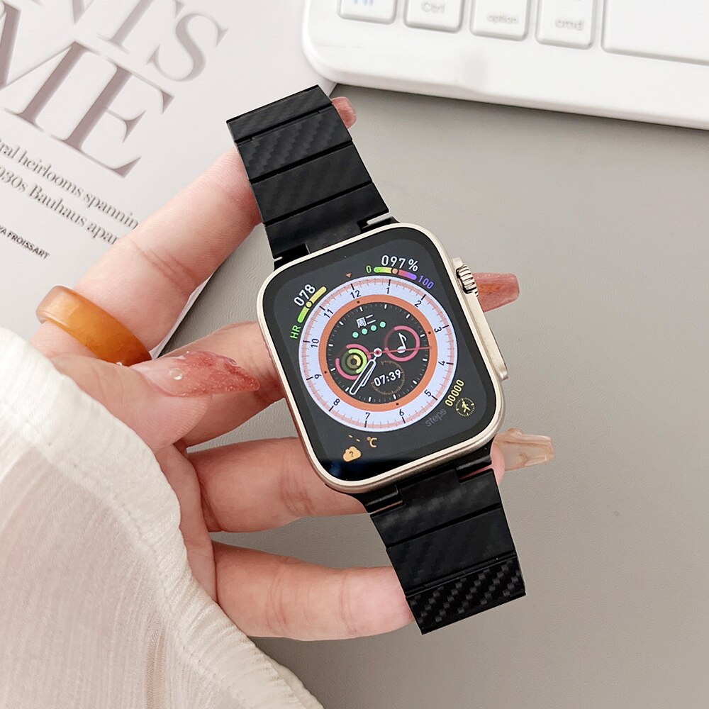 Magnetic Carbon Fiber Strap for Apple Watch Band 49mm 45mm 44mm 42mm 41mm 40mm 38mm Bracelet for IWatch Ultra 8 7 6 5 4 Se 3 2