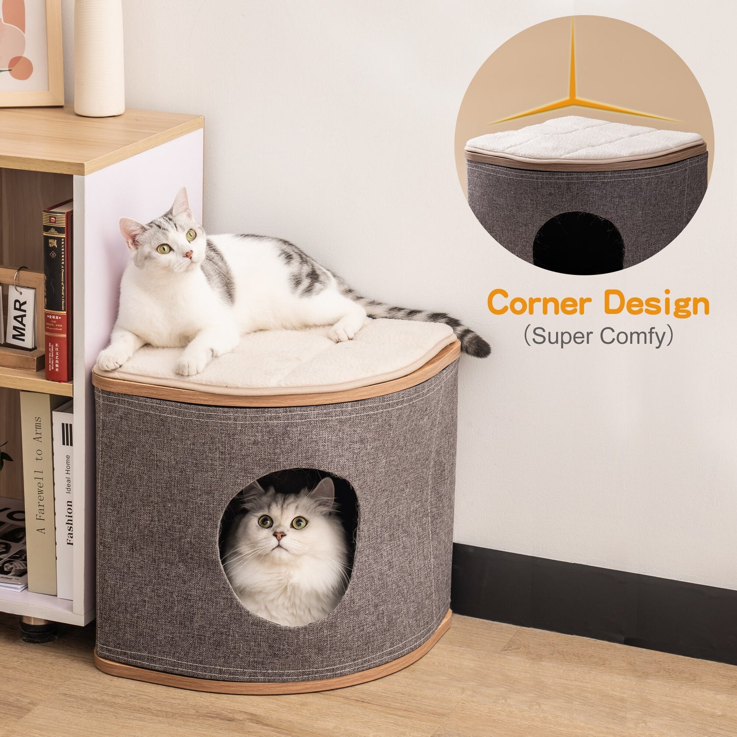 Mewoofun Pet Corner House With Cushion Sturdy Easy Install Cat Bed 4 Seasons Great Design Removable Washable US 3-7 Days Deliver