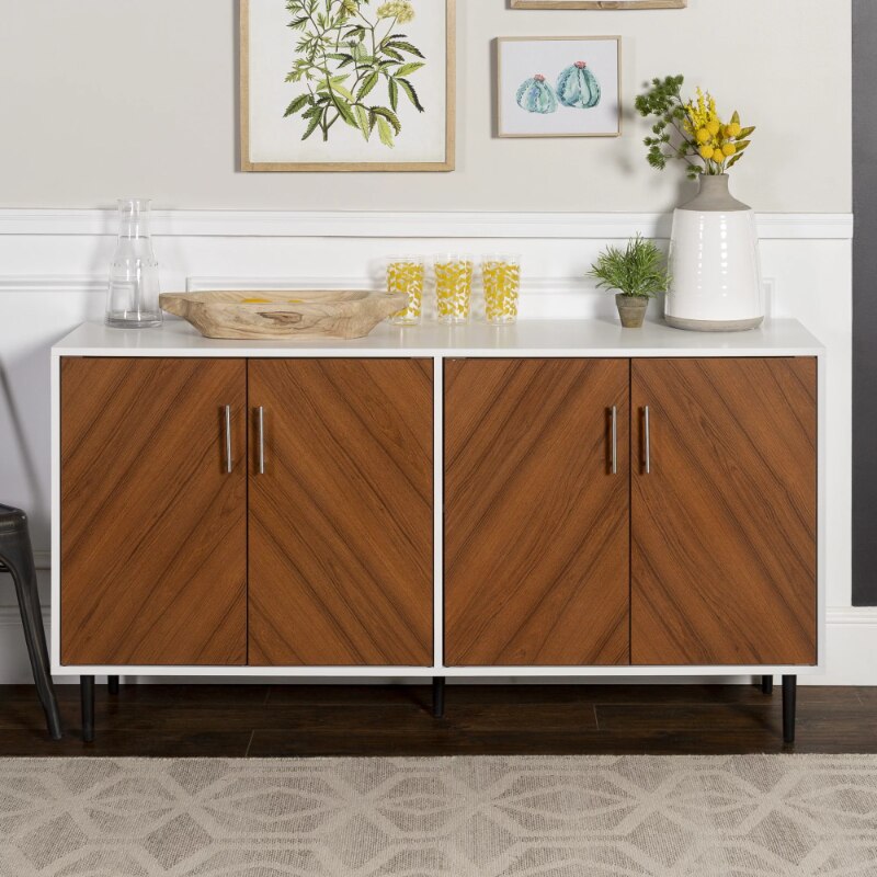 Desert Fields Margot Mid-Century Book Match Dual Cabinet Buffet living room cabinets  storage cabinet