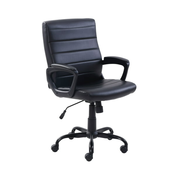 Mainstays Bonded Leather Mid-Back Manager&#39;s Office Chair, Black office chair  recliner chair  office furniture