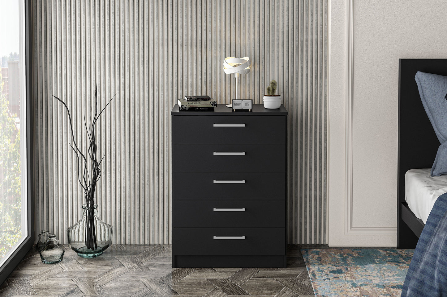 Juliette Modern 5 Drawer Dresser,Wood Composite