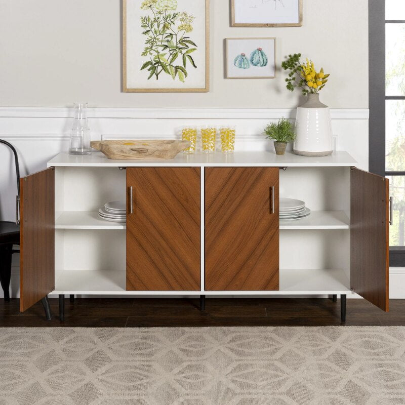 Desert Fields Margot Mid-Century Book Match Dual Cabinet Buffet living room cabinets  storage cabinet