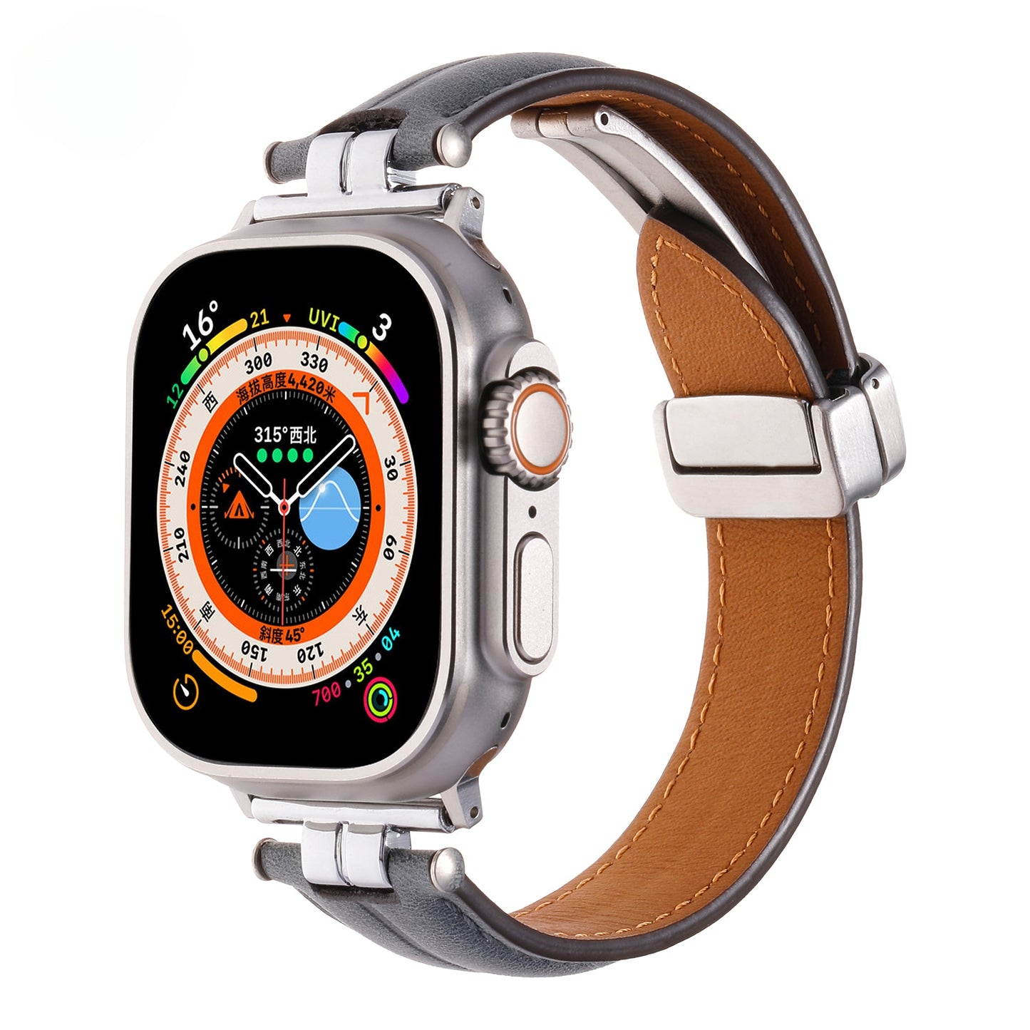 Magnetic Leather Bracelet for Apple Watch Ultra 49mm Band 42 44MM 38 40mm Luxury Metal Strap for iWatch 8 7 41mm 45mm 6 SE 5 4 3