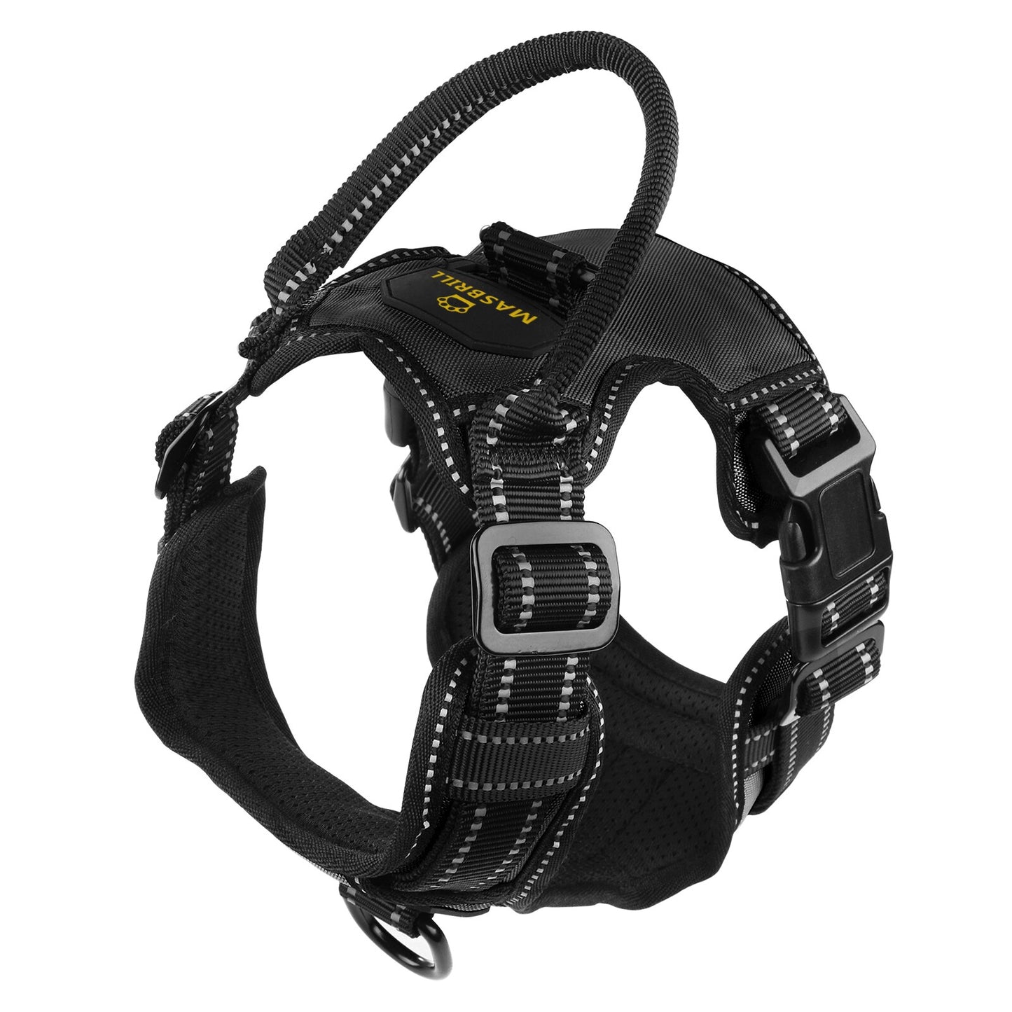 MASBRILL Pet Reflective Nylon Dog Harness No Pull Adjustable Medium Large Naughty Dog Vest Safety Vehicular Lead Walking Running