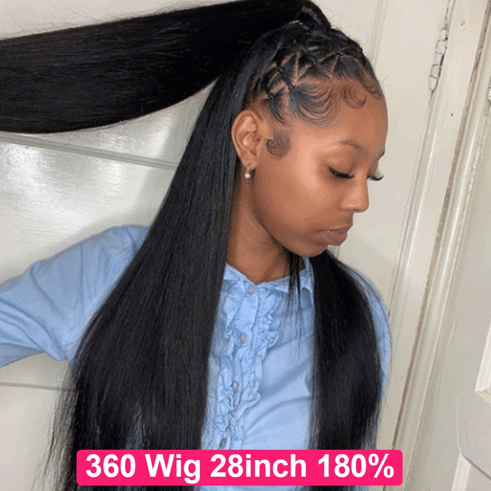 Transparent 13x4 Lace Front Human Hair Wigs Bone Straight 360 Full Lace Frontal Wigs Human Hair For Women Pre Plucked 28 30 Inch