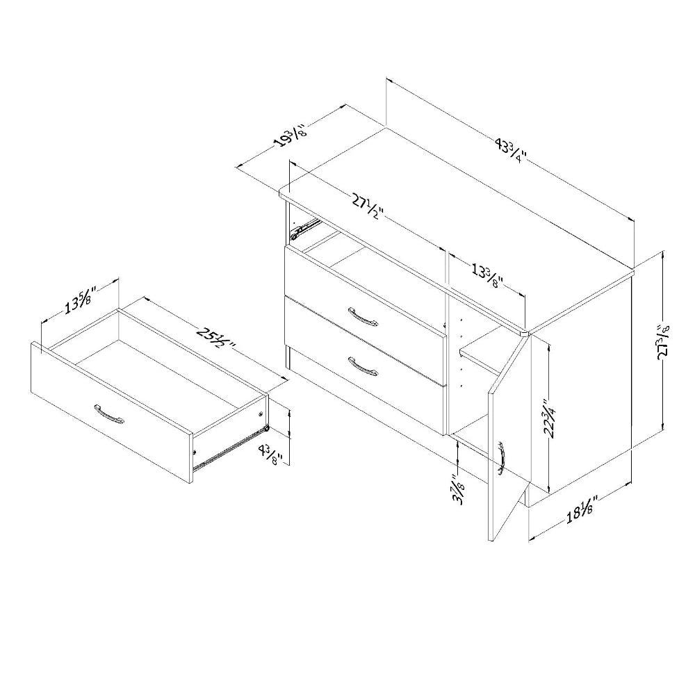 Smart Basics 3-Drawer Dresser with Door,Laminated Particleboard