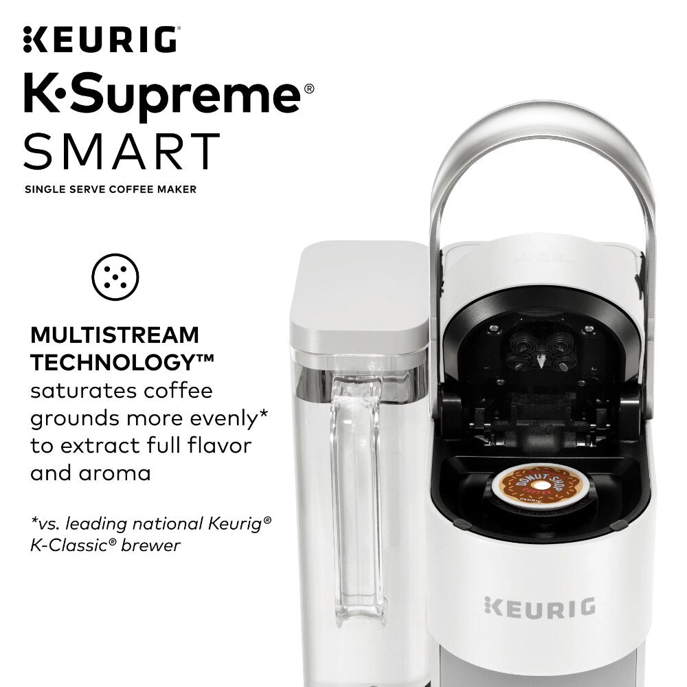 2023 New Keurig K-Supreme SMART Coffee Maker, MultiStream Technology, Brews 6-12oz Cup Sizes, White