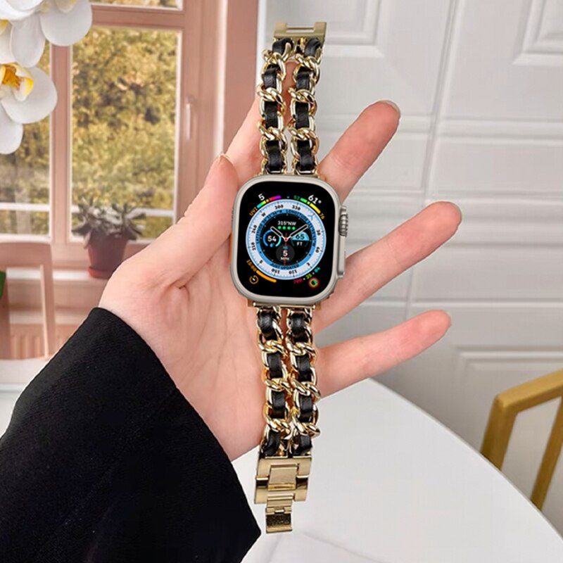 Luxury Women Wristband for Apple Watch Band 8 Ultra 49mm Strap for iwatch 7 8 41mm 45mm SE 6 5 4 3 38/42mm 44 40mm Bracelet Lady