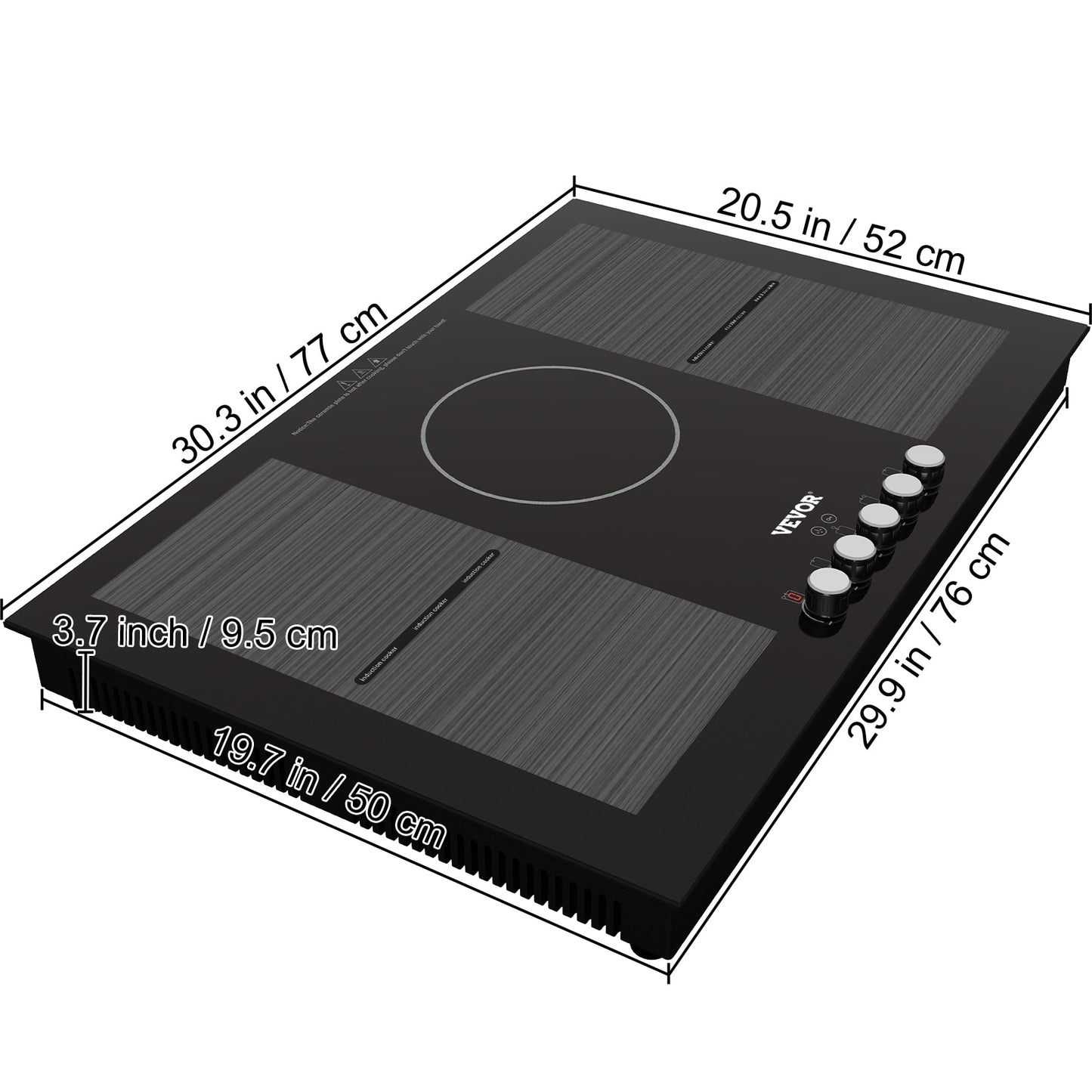 VEVOR 2/4/5 Burners Built-in Induction Stove Top 11/12/30/35 inch 120/220V Ceramic Glass Electric Cooktop with 9 Power Levels