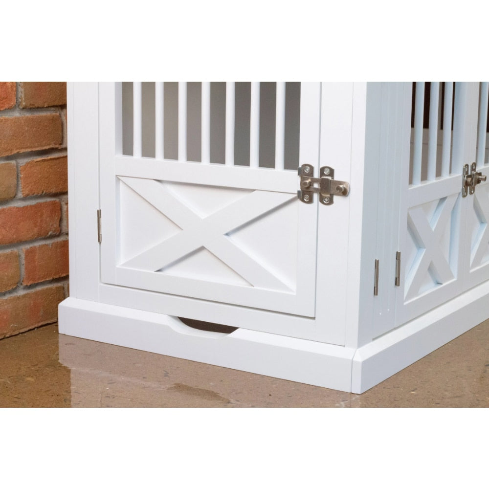 Triple Door Dog Crate, White, Medium, 30.63&quot;L X 20.39&quot;W X 23.23&quot;H Dog Houses, Kennels