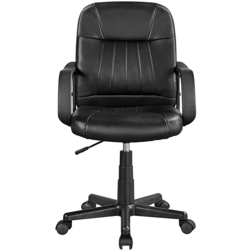 Adjustable Faux Leather Swivel Office Chair, Black  Office Chair Ergonomic