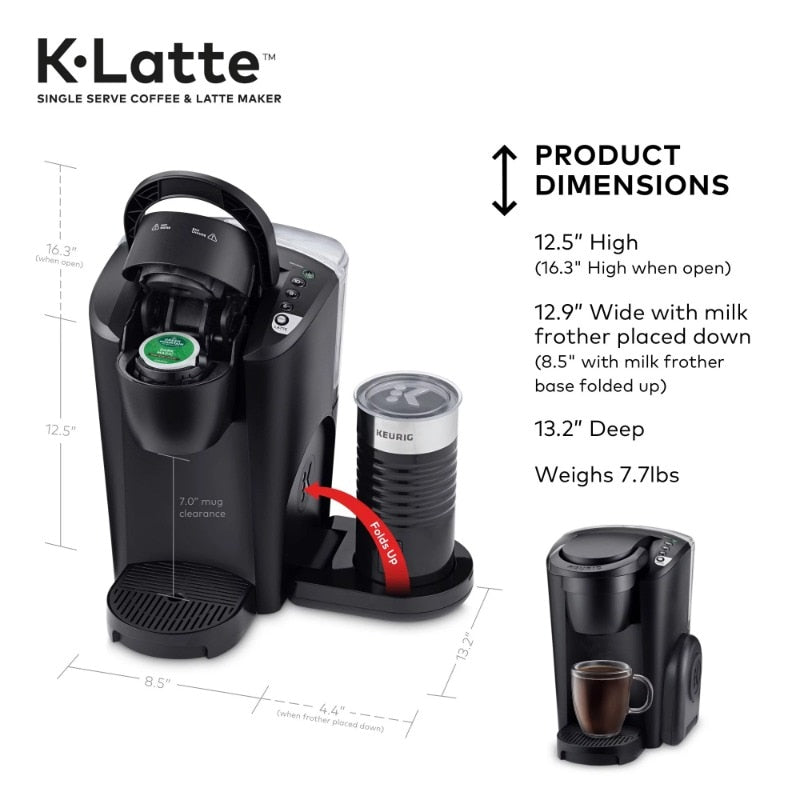 Keurig K-Latte Single Serve K-Cup Coffee and Latte Maker, Black