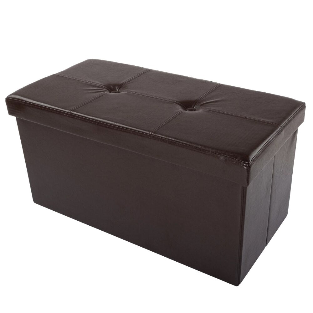 30-Inch Folding Storage Ottoman with Detachable Bin, Gray Stools &amp; Ottomans Storage