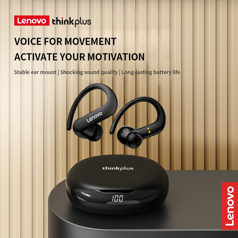 Lenovo T50 Bluetooth 5.3 Earphones TWS Wireless Headphones Button Control Noise Reduction Earhooks Waterproof Headset with Mic