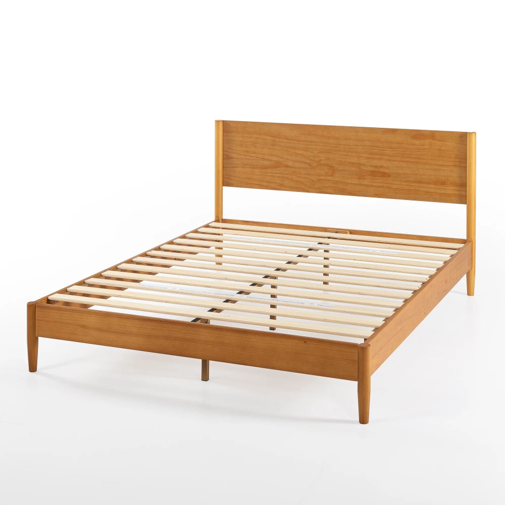 Allen 35” Mid Century Wood Platform Bed Frame, Bedroom,Durable and Strong,Wood Color