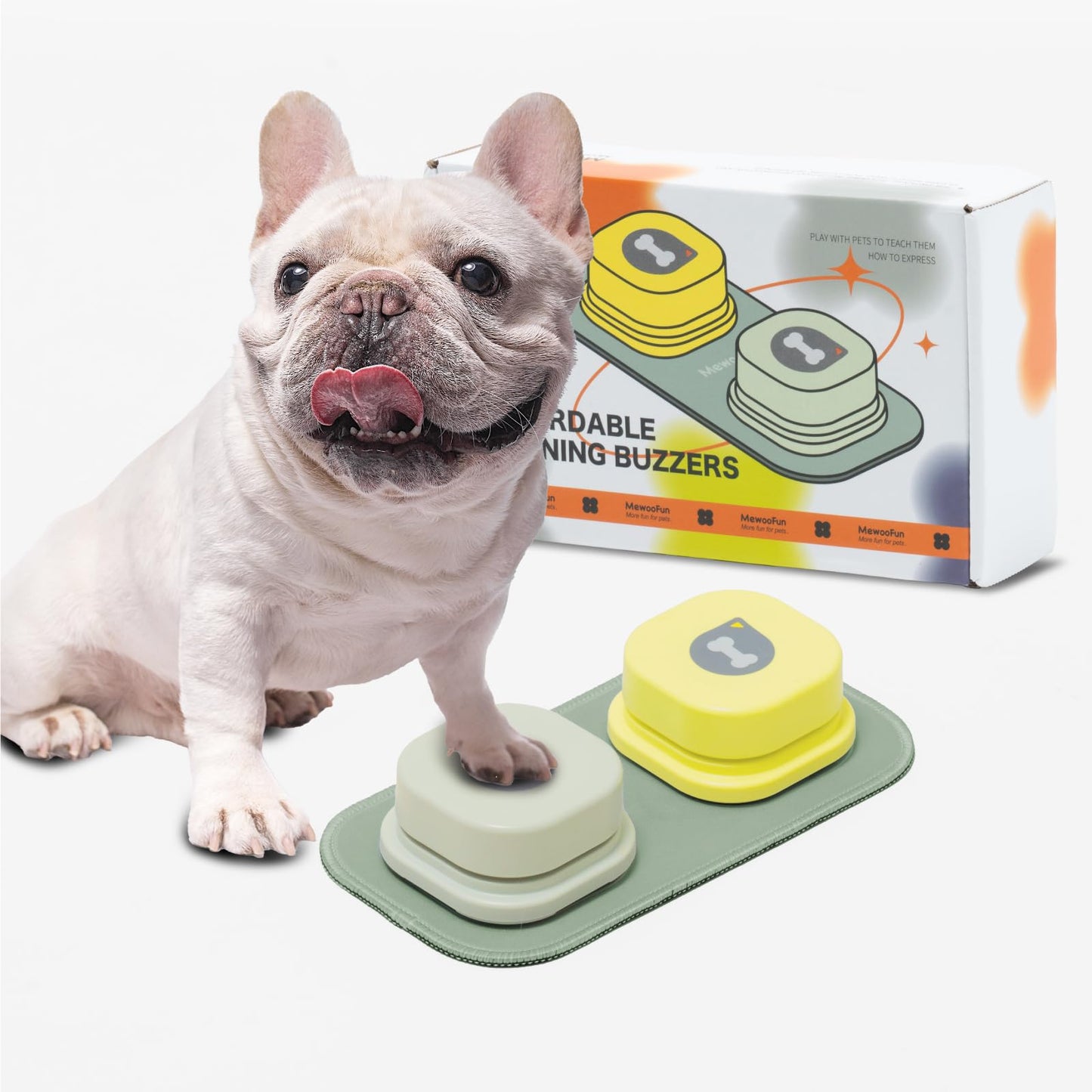 MEWOOFUN Dog Button Record Talking Pet Communication Vocal Training Interactive Toy Bell Ringer With Pad and Sticker Easy To Use