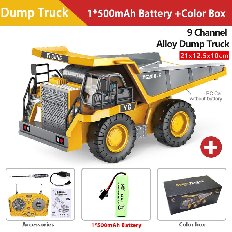 WLtoys Alloy 2.4G Rc Car / Excavator / Dump Truck / Bulldozers 11 Channels With Led Lights Engineering Car Children Electric Toy