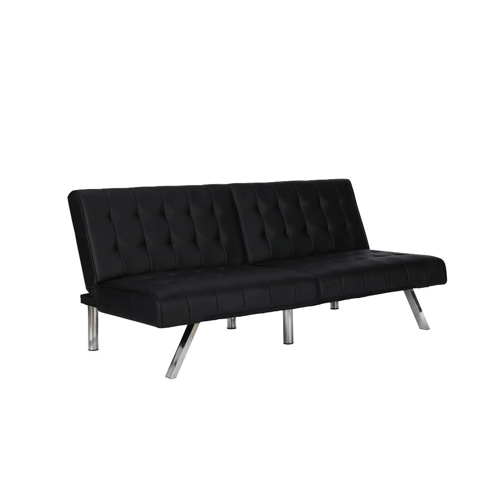 Living Room Sofas，Faux Leather Tufted Futon Sofa