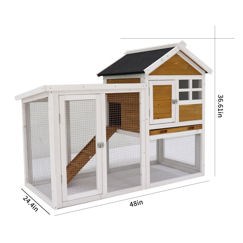 Deluxe Wooden Chicken Coop Hen House Rabbit Wood Hutch Poultry Cage Habitat For outdoor backyard gardens