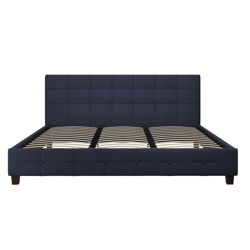 DHP Rose Tufted Upholstered Platform Bed Frame, King, Blue Linen