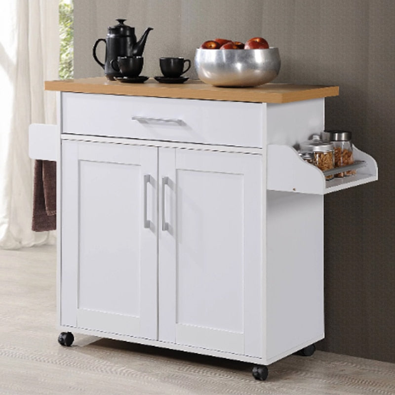 Hodedah Kitchen Cart with Spice Rack plus Towel Holder