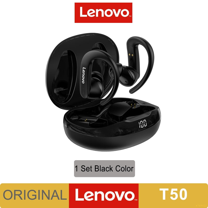 Original Lenovo T50 TWS Headphones Earhook Type Wireless Bluetooth Earphone Noise Reduction Headsets 300mAh Long Standby Earbuds