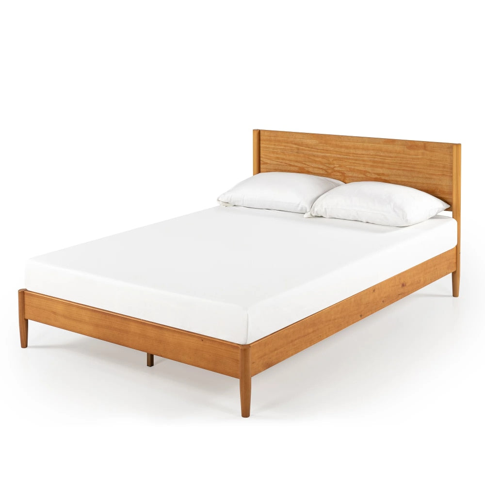 Allen 35” Mid Century Wood Platform Bed Frame, Bedroom,Durable and Strong,Wood Color